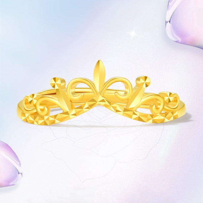 24K Gold Princess Crown Ring