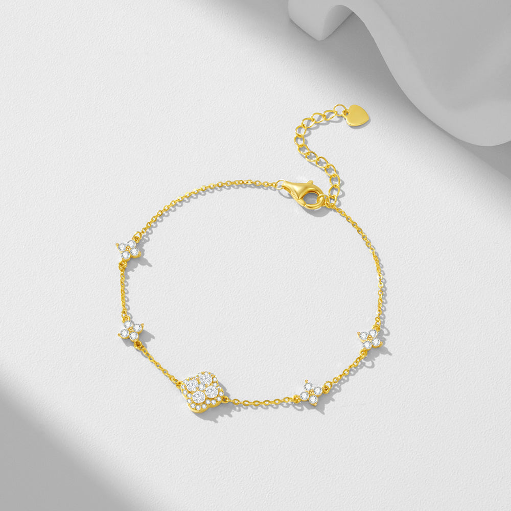 [Pre-sale] Silver Zircon Four-leaf Clover Bracelet