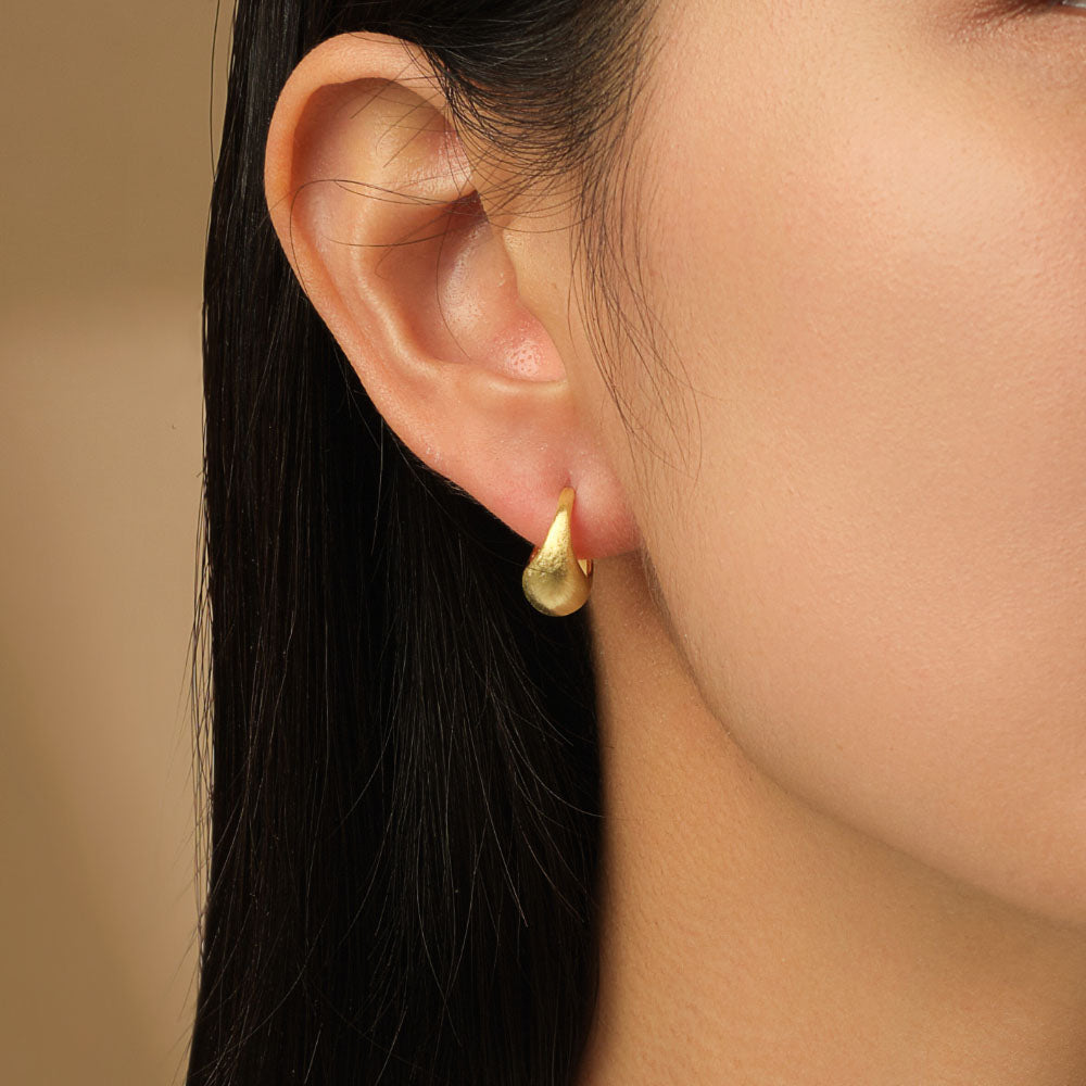 S925 Silver Daily Fashion Yellow Huggie Earrings