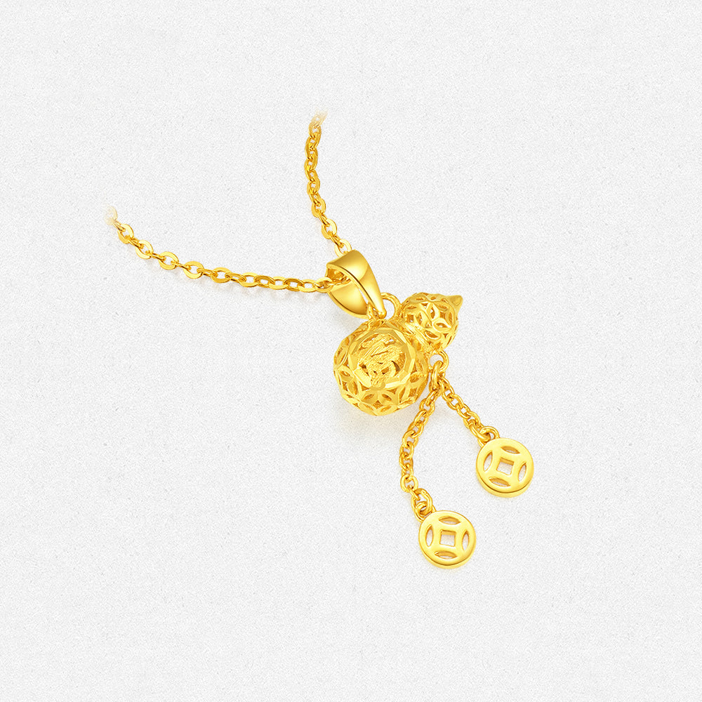 24K Gold Fortune Coin Gourd Pendant