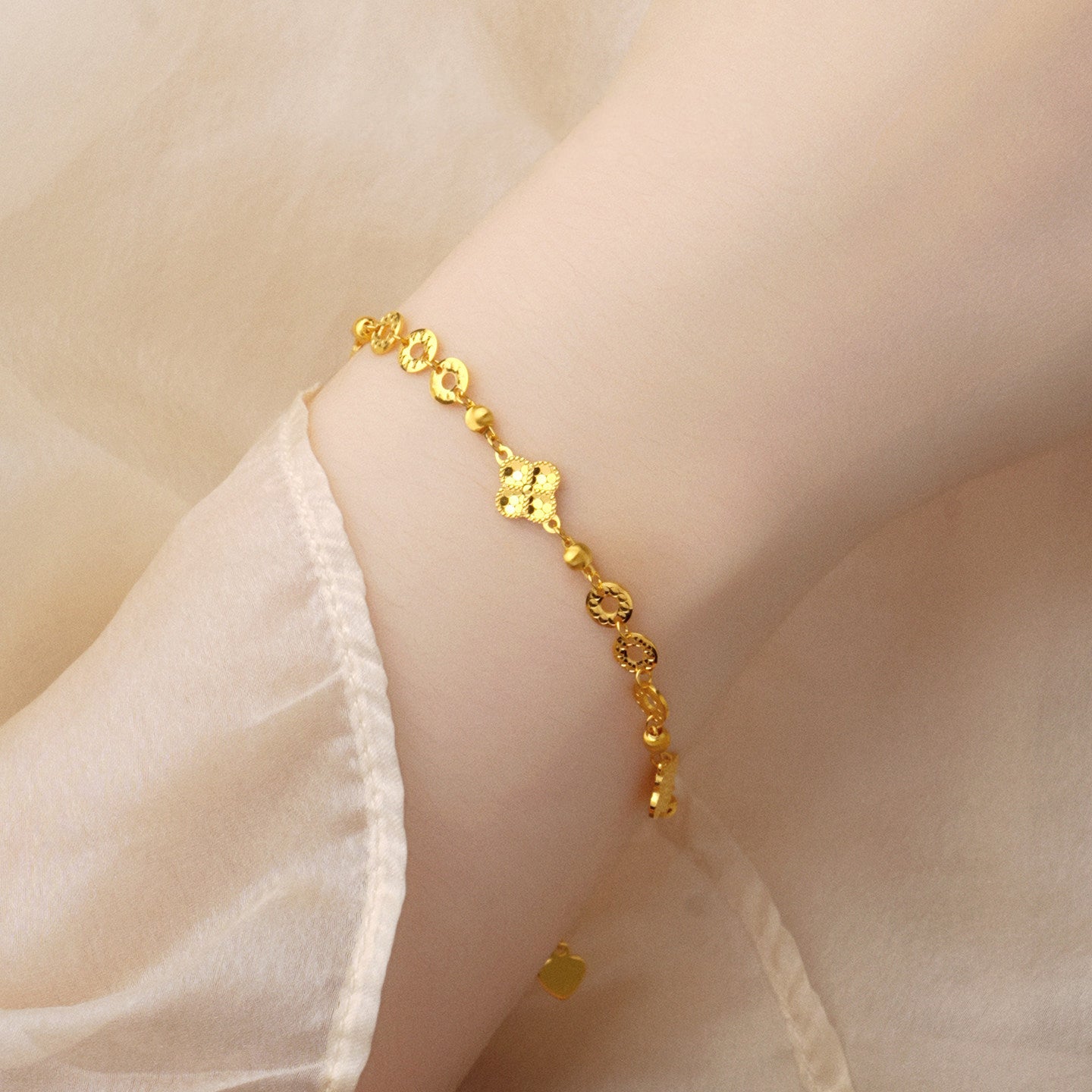 [Pre-sale] Gold Plated Silver Coins Clover Bracelet