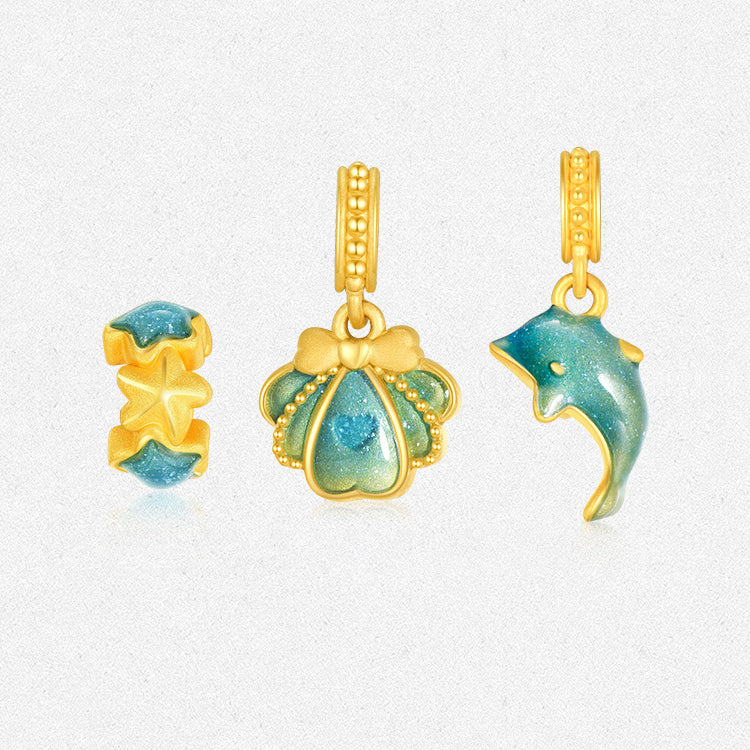 First Series 24K Gold Luminous Enamel Ocean Legend Charm Set