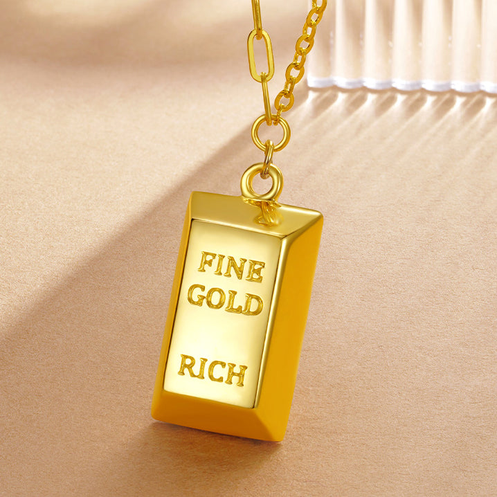 24K Gold Rich Golden Brick Necklace