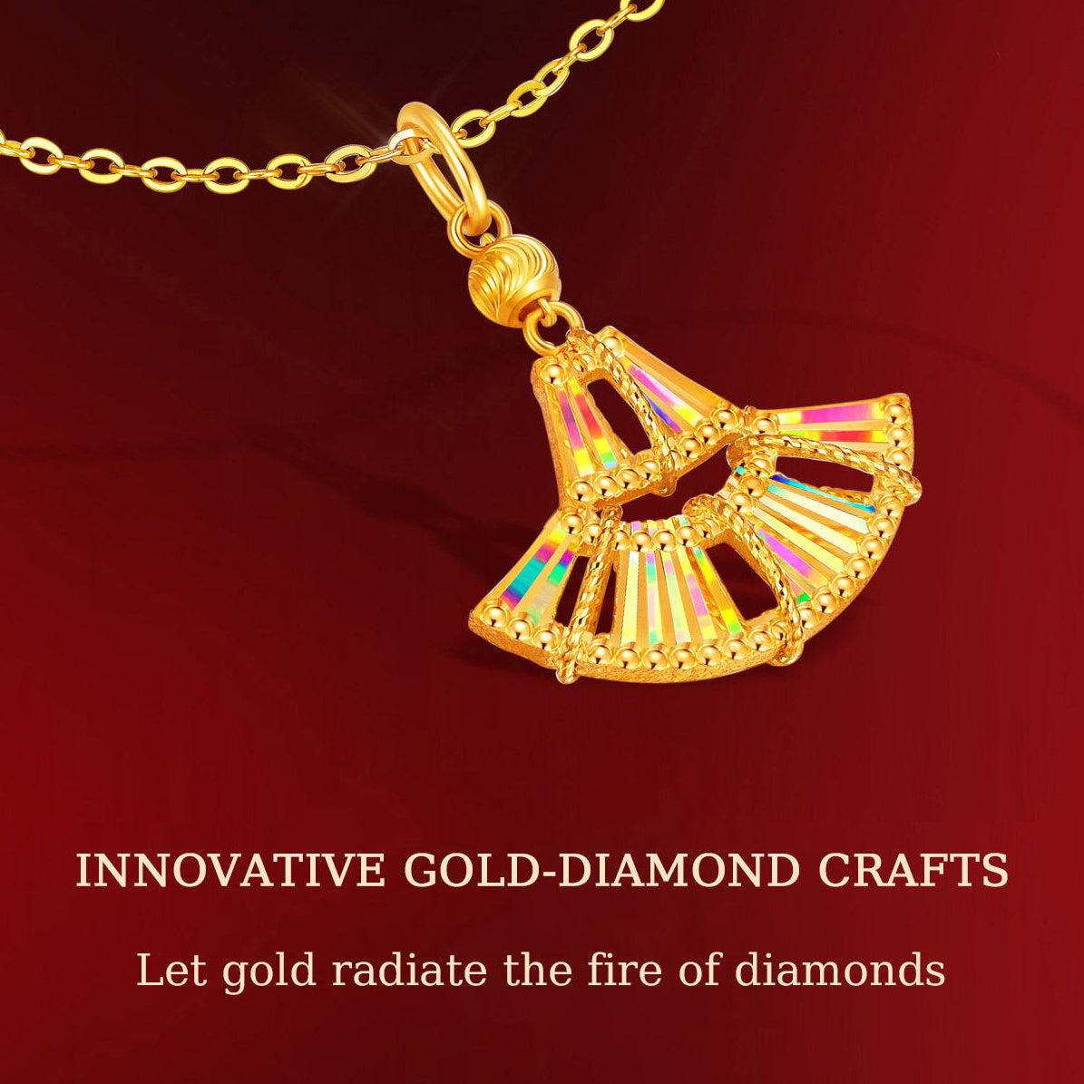 [Pre-sale] Dazzling Gold Series 24K Gold Feather Fan Pendant