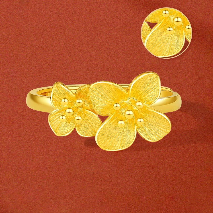 Happy Flower Wedding Series 24K Gold Hydrangea Ring