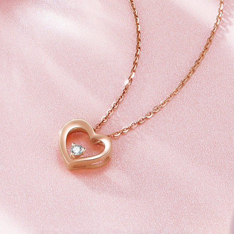 18K Gold Diamond Heart Necklace Pendant