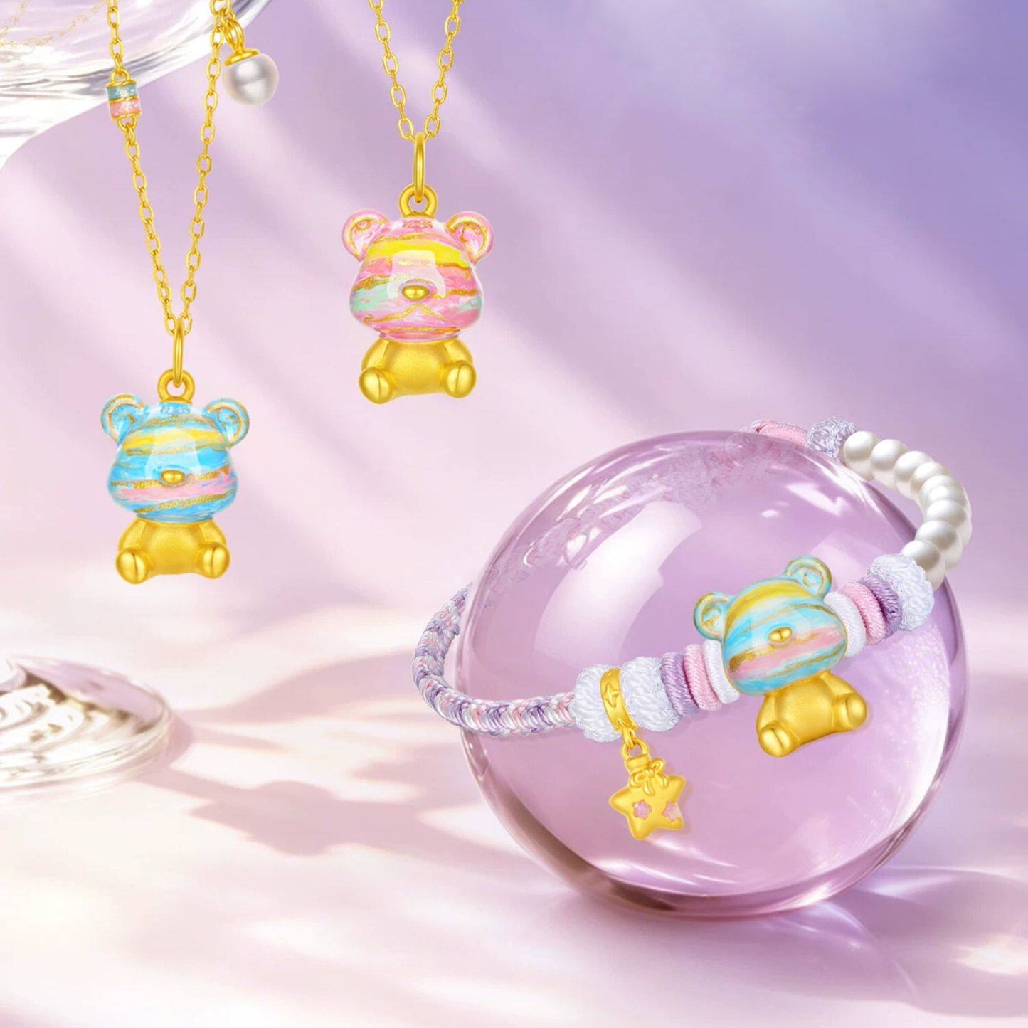 [Pre-sale] 24K Gold Enamel Honey Bear Pendant Charm