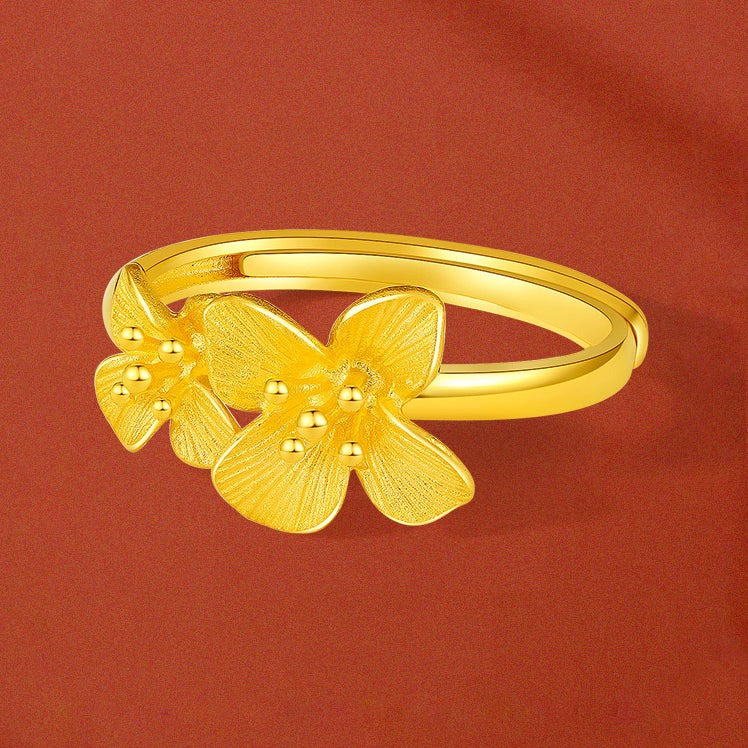 Happy Flower Wedding Series 24K Gold Hydrangea Ring