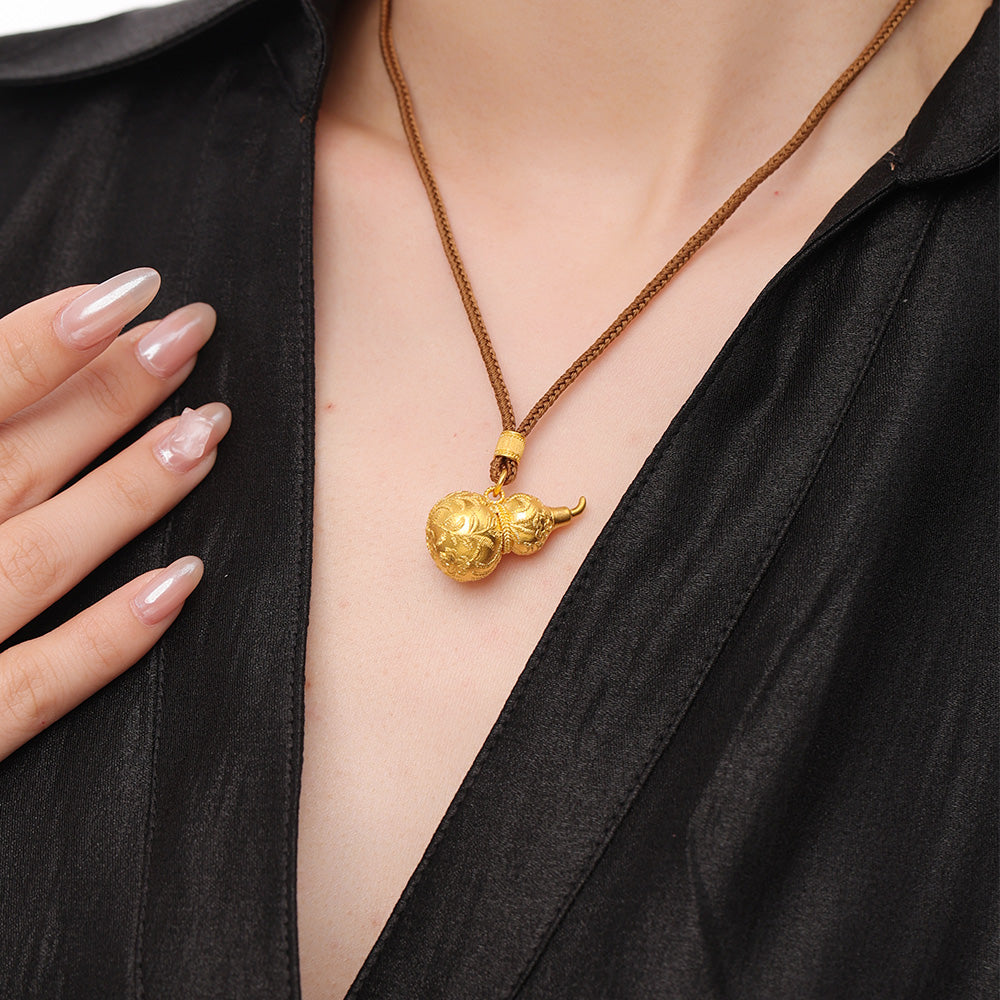 24K Gold Yunjin Gourd Pendant