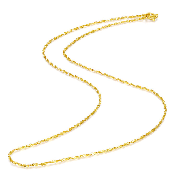 24K Gold Simple Shining Nugget Tinsel Galaxy Chain Basic Necklace