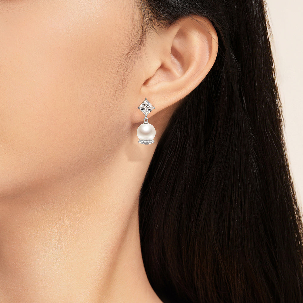 S925 Silver Pearl Lily of the Valley Earrings