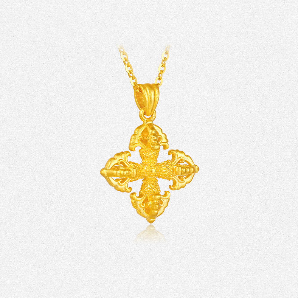 24K Gold Vajra Necklace Pendant