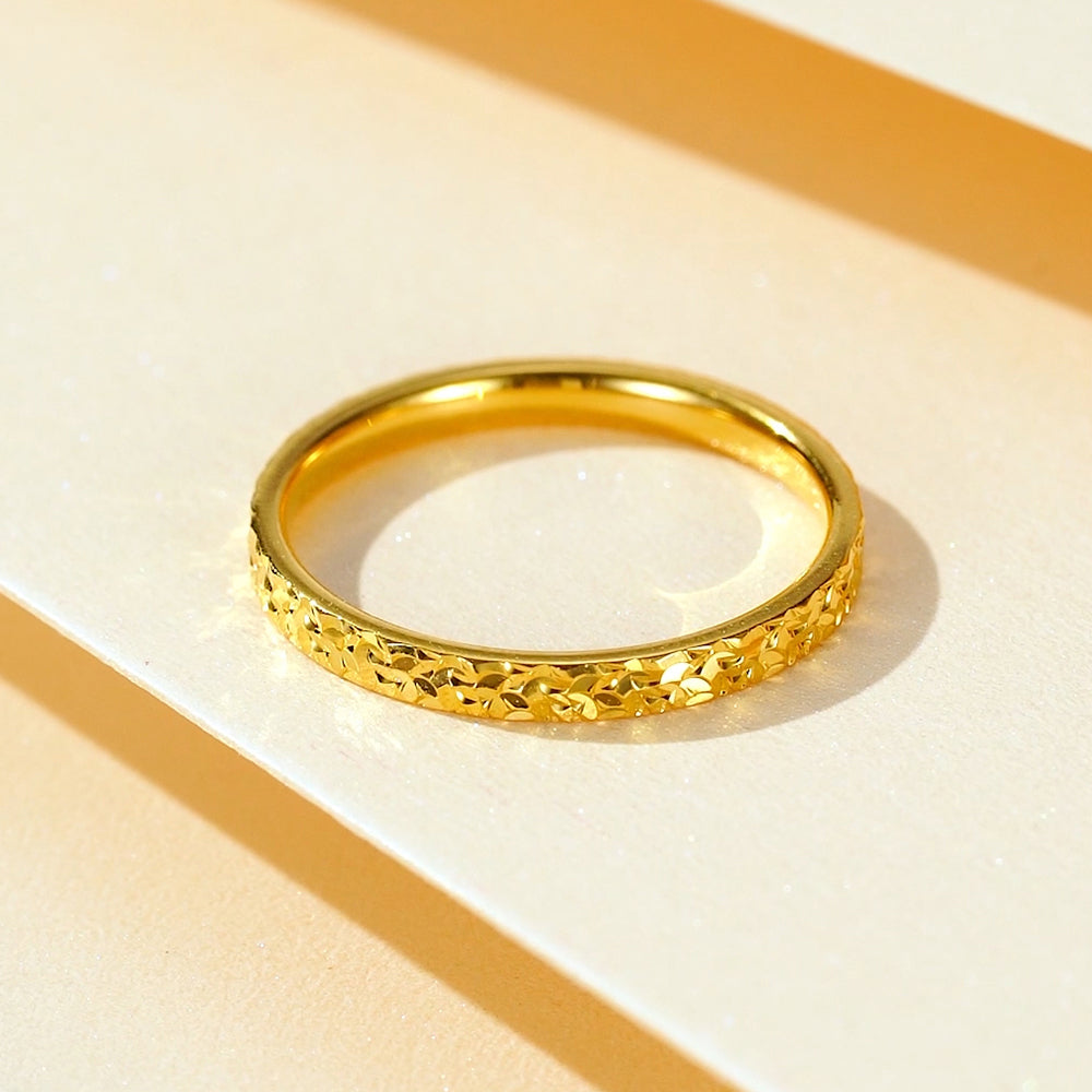 24K Gold Crushed Ice Pattern Ring