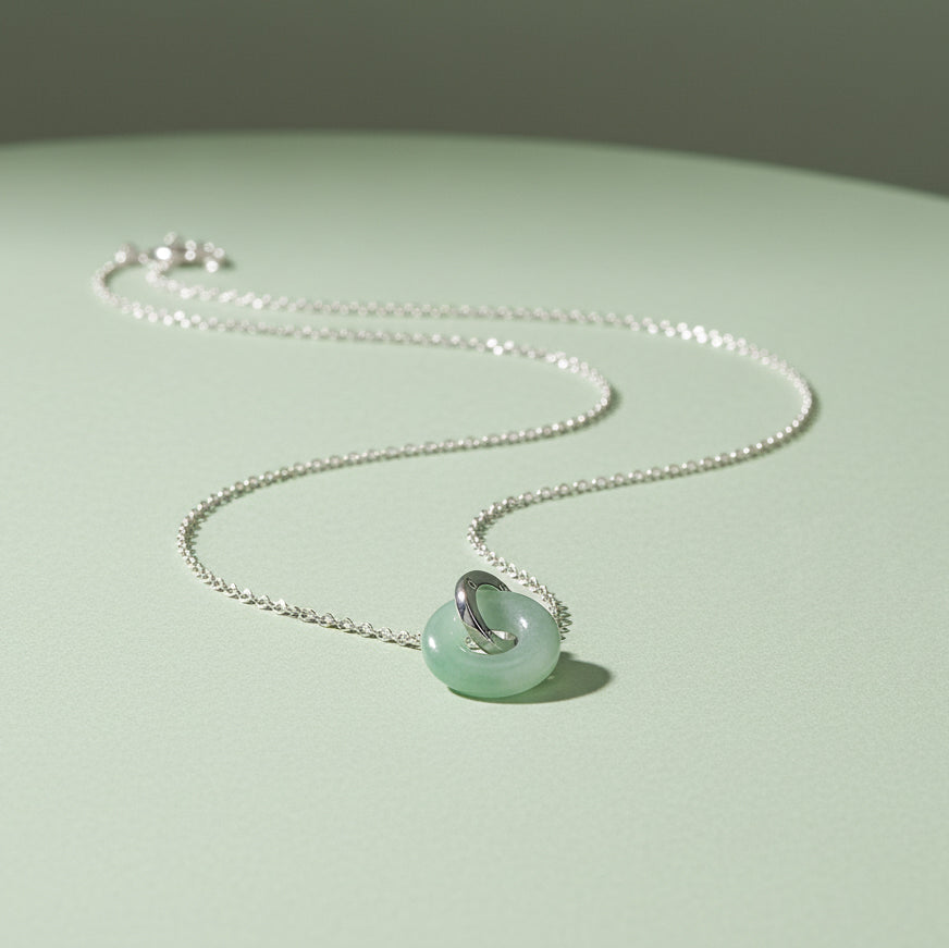 [Pre-sale] Silver Jade Double Circles Interlocking Necklace