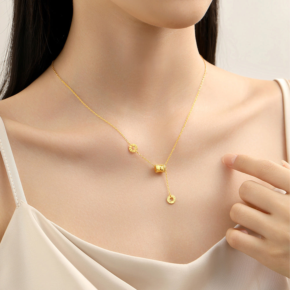 S925 Silver Golden Small Waist Barrel Necklace