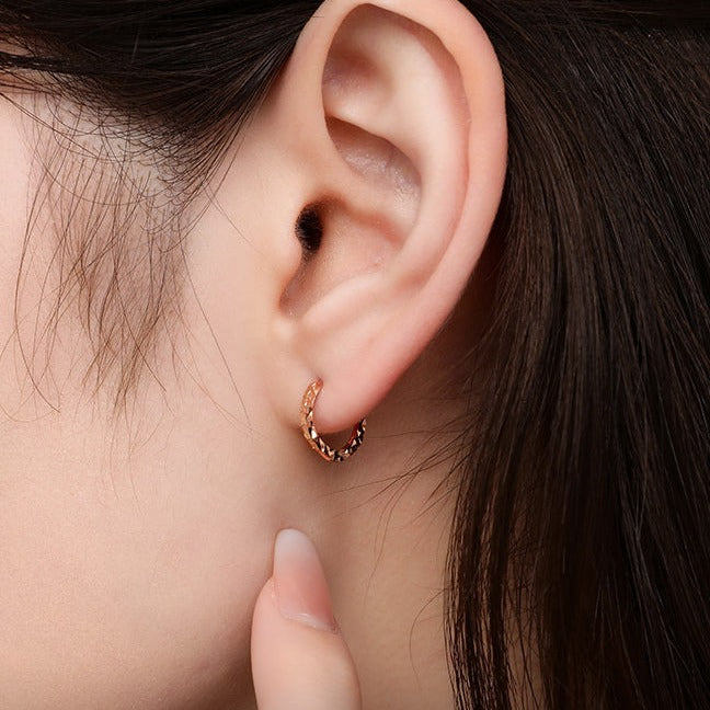 18K Rose Gold Flowing Gold Huggie Earrings