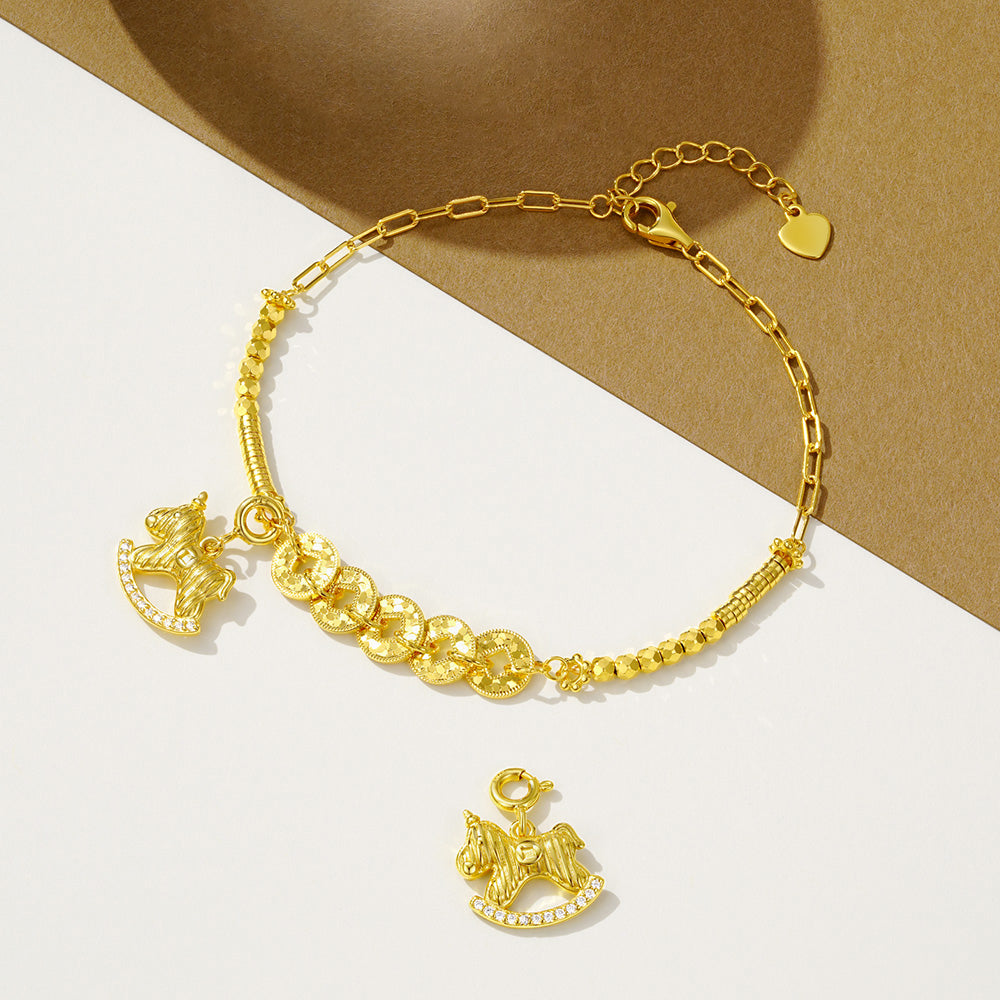 [Pre-sale] S925 Silver Zircon Rocking Horse Pendant