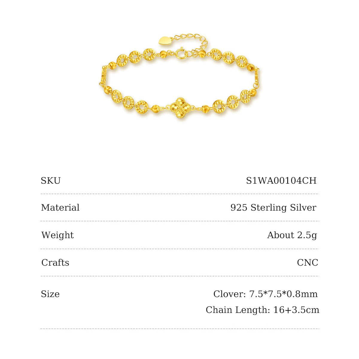 [Pre-sale] Gold Plated Silver Coins Clover Bracelet