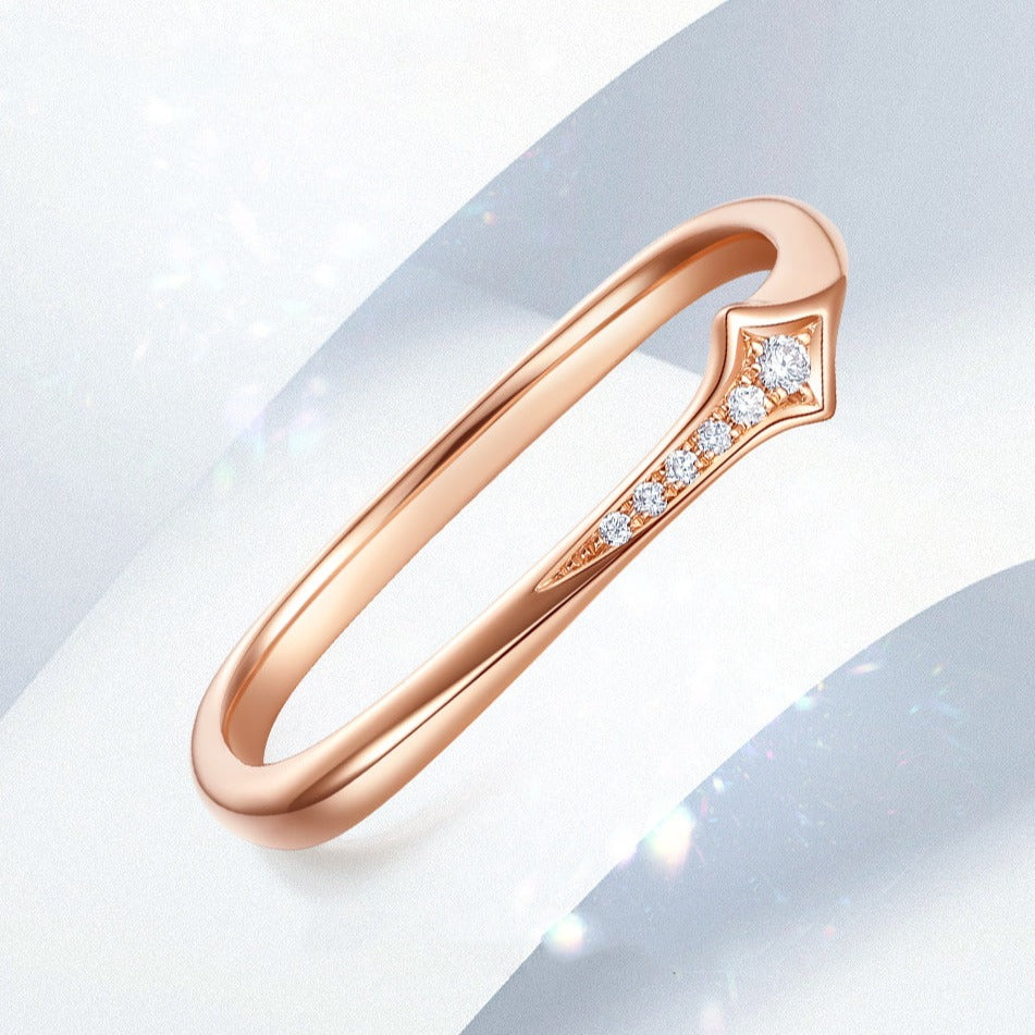 Urban Monologue Series 18K Rose Gold Diamond Star Track Square Ring