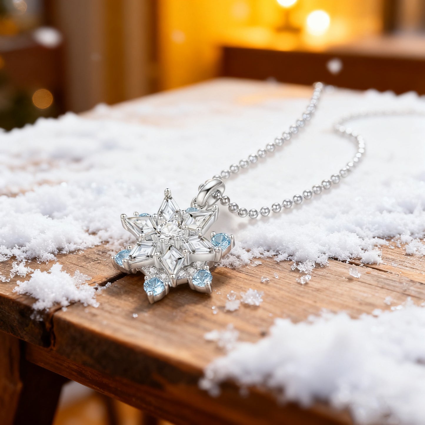 [Pre-sale] Silver Zircon Romantic Rotatable Snowflake Necklace