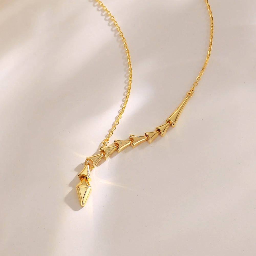 24K Gold Bamboo Magical Snake Earrings and Necklace Jewelry Set