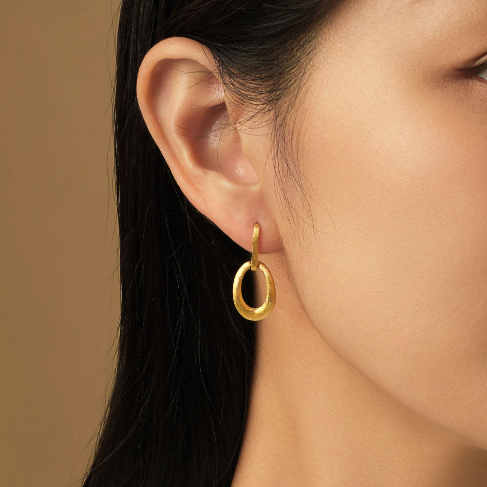 S925 Silver Yellow Hoop Dangling Earrings