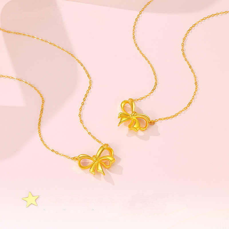 18K Gold Elegant Bow Knot Necklace