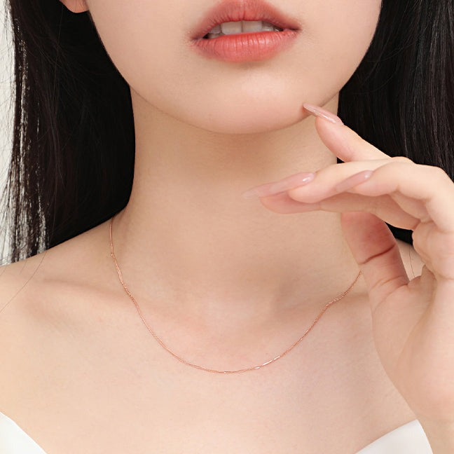 18K Gold Basic Fox Tail Chopin Chain Simple Necklace