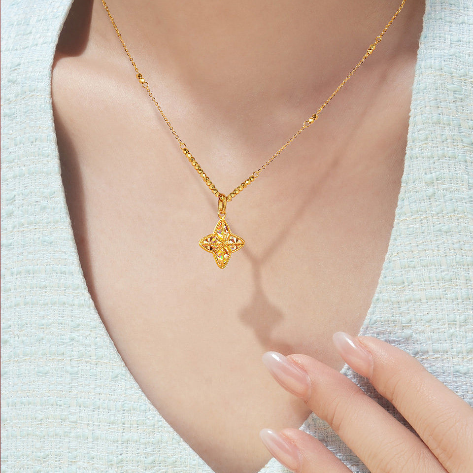 Dazzling Gold Series 24K Gold Shining Star Pendant