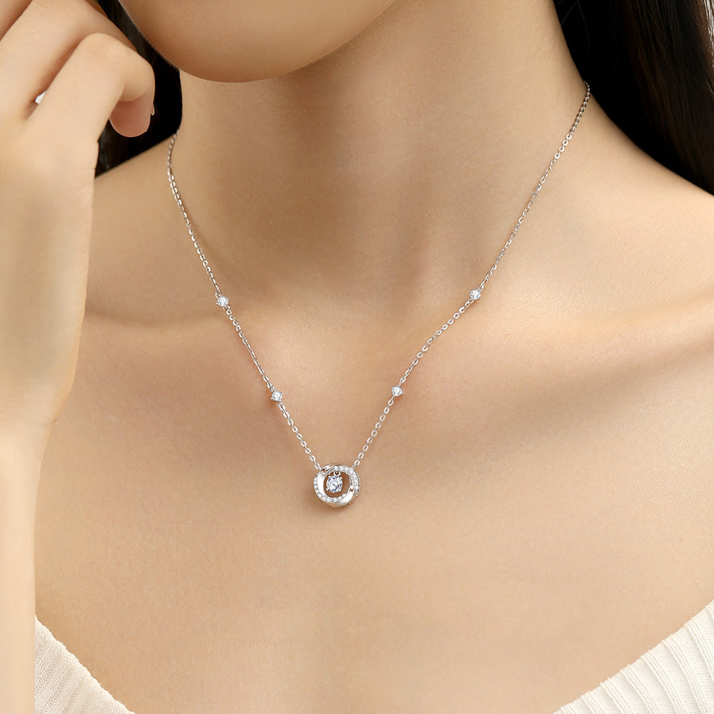 S925 Silver Zircon Mobius Loop Bubble Necklace