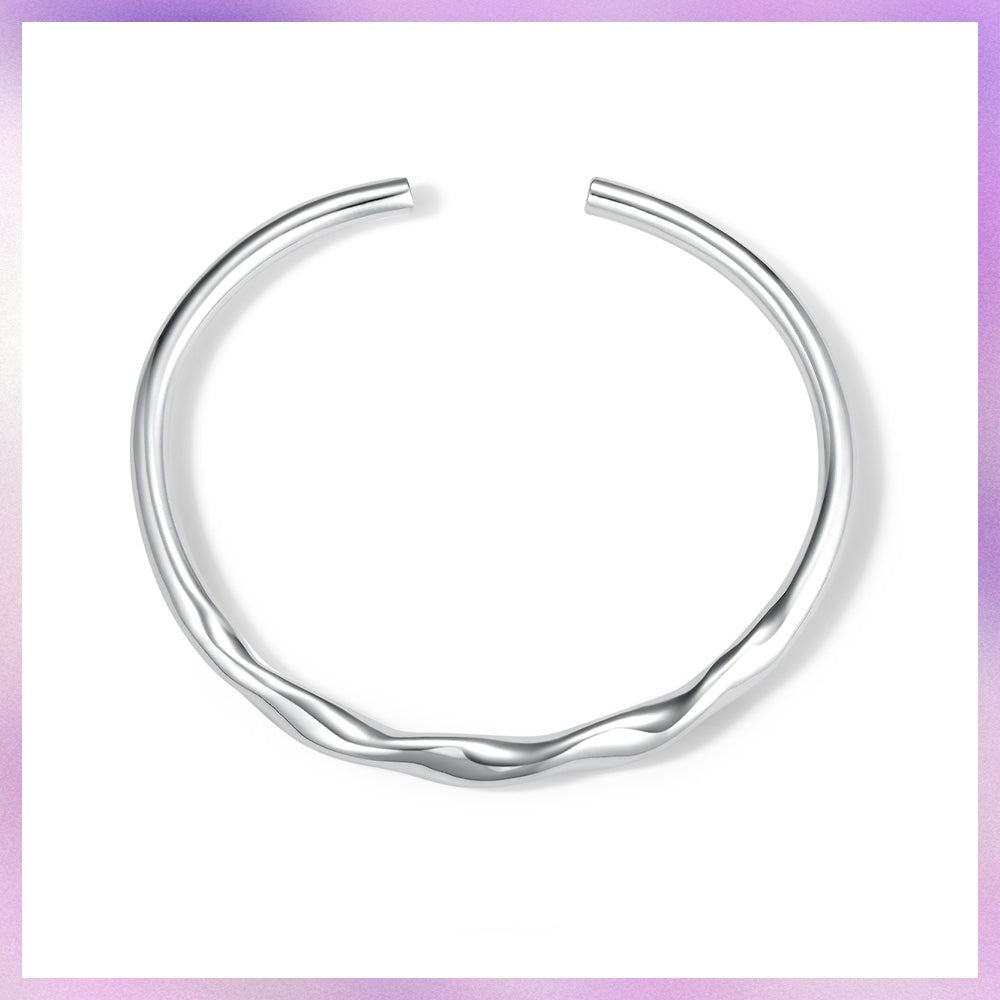 S990 Silver Wave Open Bangle