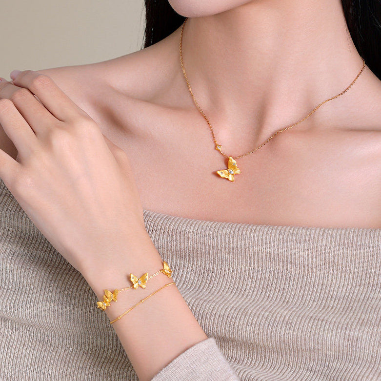 Gold Plated Silver Elegant Butterfly Bracelet