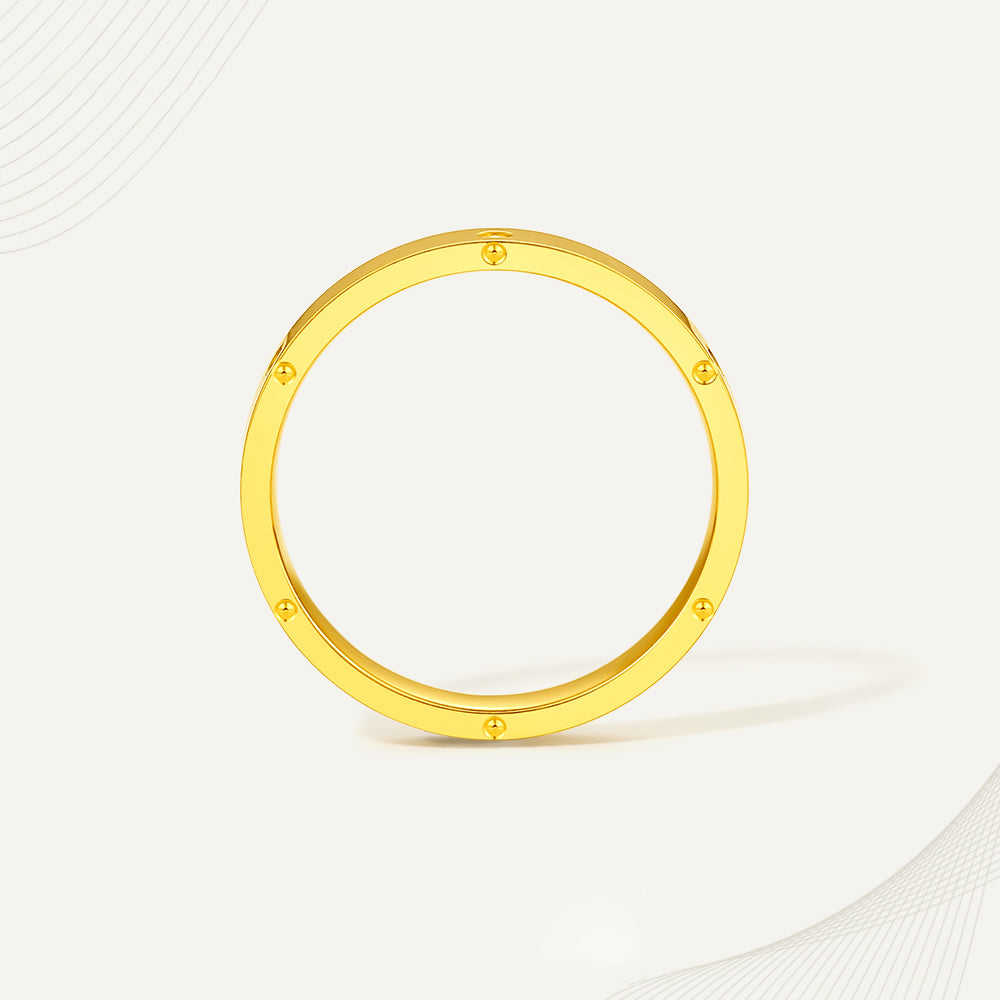 24K Gold Pin Pattern C Ring