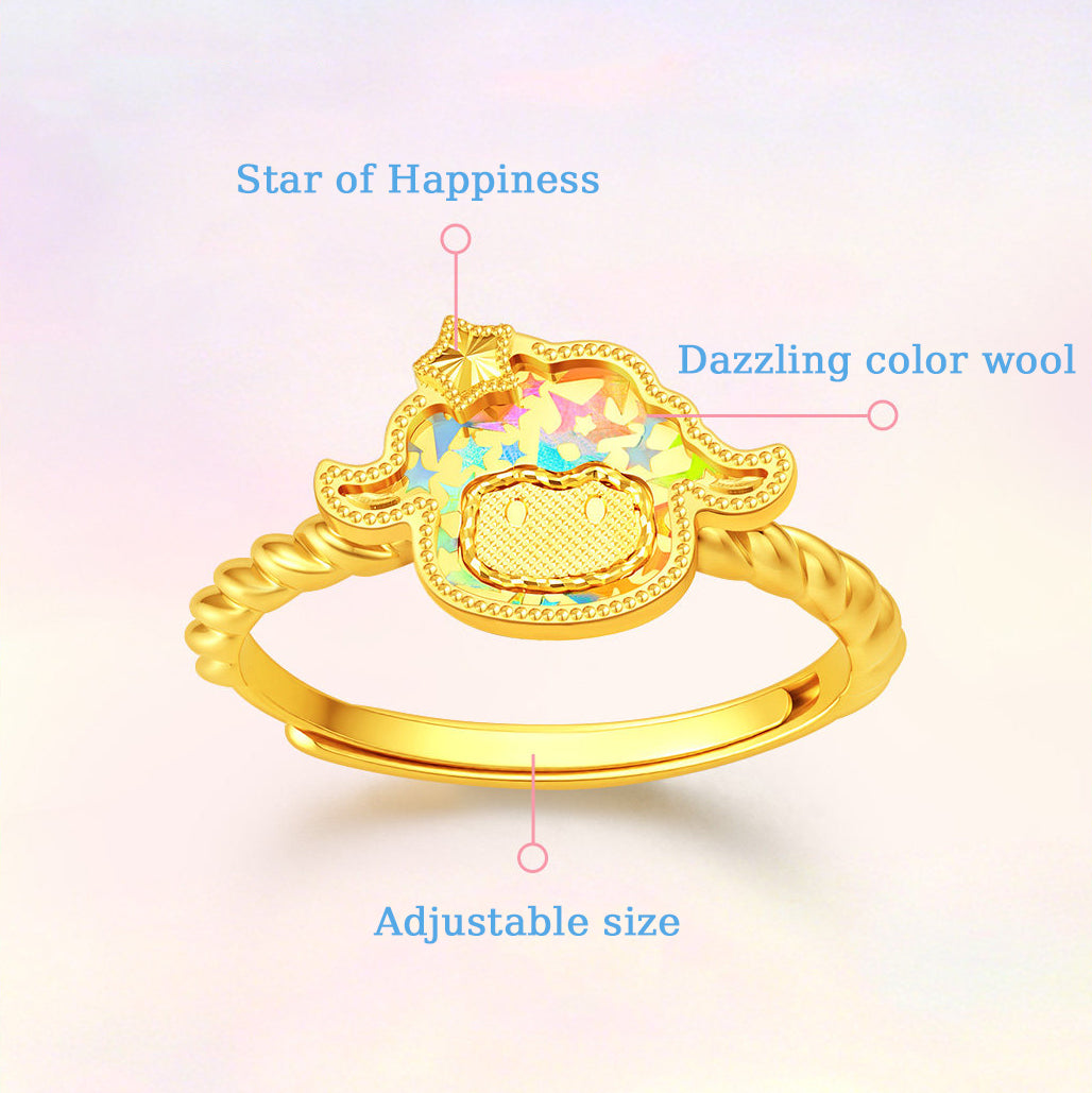 Baudelaire Sheep & Friends Co-branded Series 24K Gold Sparkling Sheep Ring