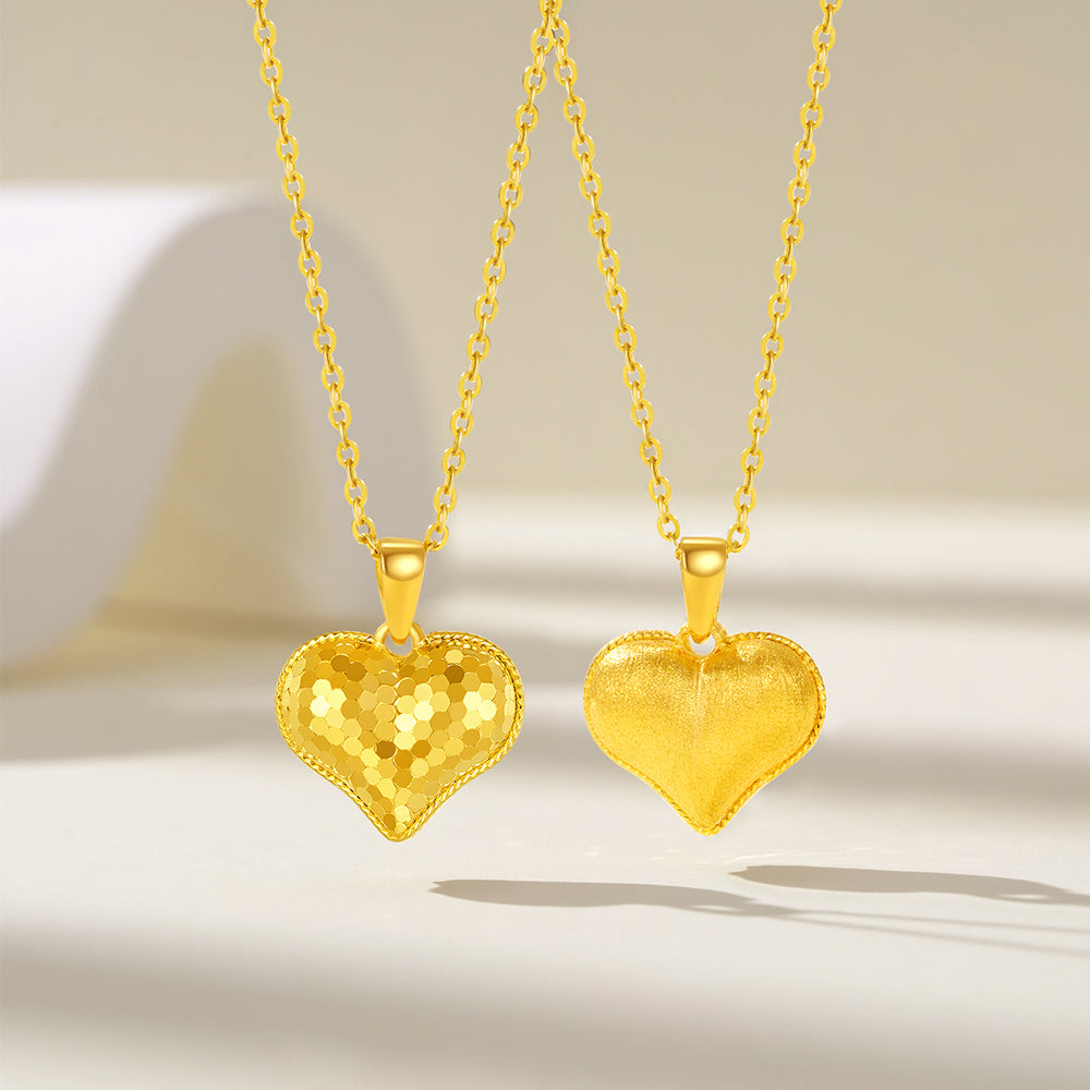 24K Gold Fish Scale Heart Pendant