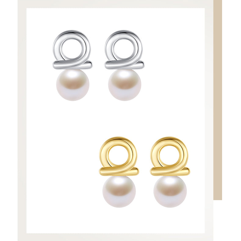 S925 Silver Pearl Knot Earrings