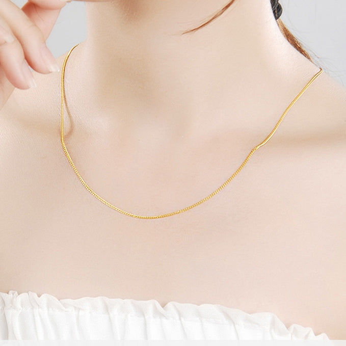 24K Gold Cable O Basic Chain Necklace