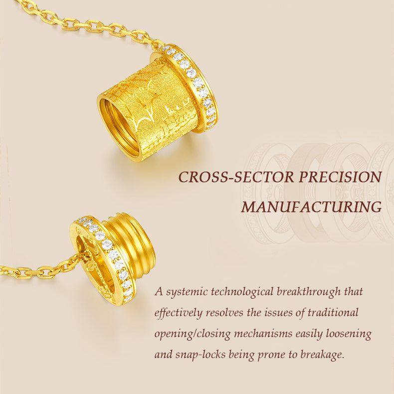 Da Vinci Code Series 24K Gold Diamond Convertible Barrel Necklace