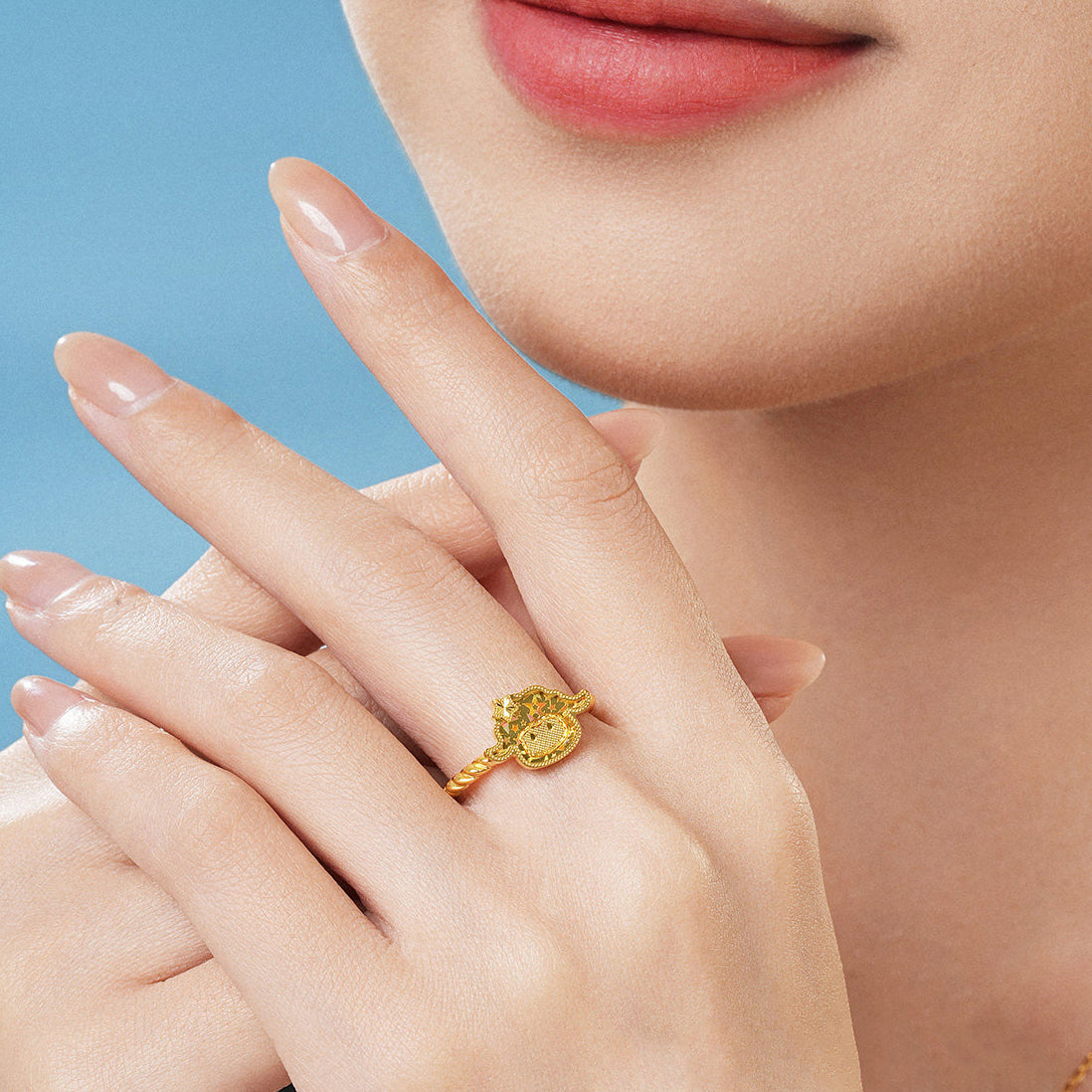 Baudelaire Sheep & Friends Co-branded Series 24K Gold Sparkling Sheep Ring