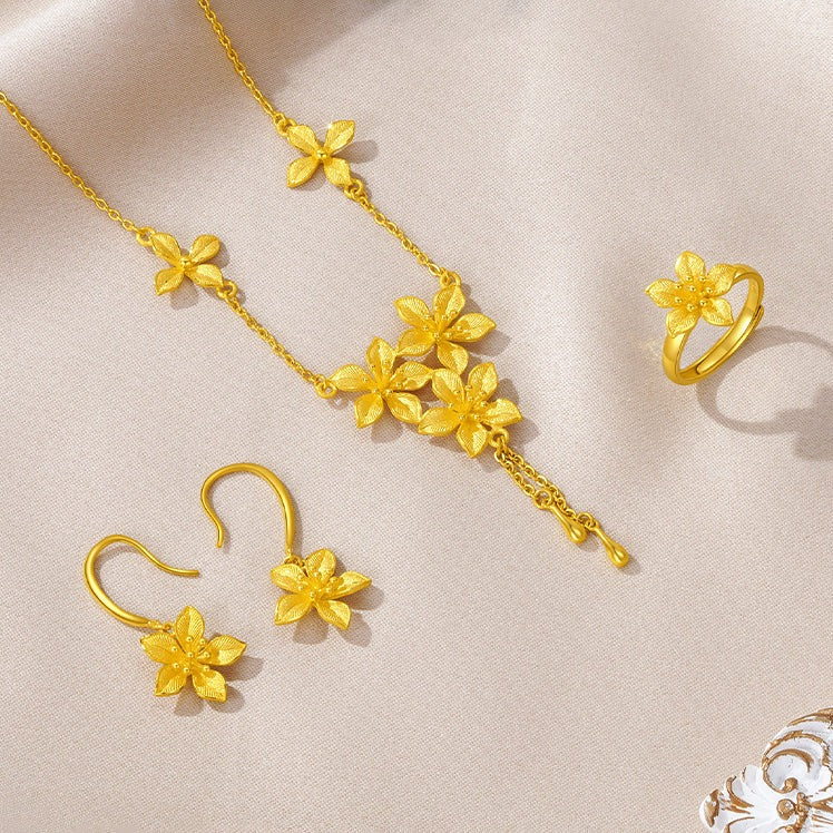 Happy Flower Wedding Series 24K Gold Cute Nicotiana Alata Flower Earrings