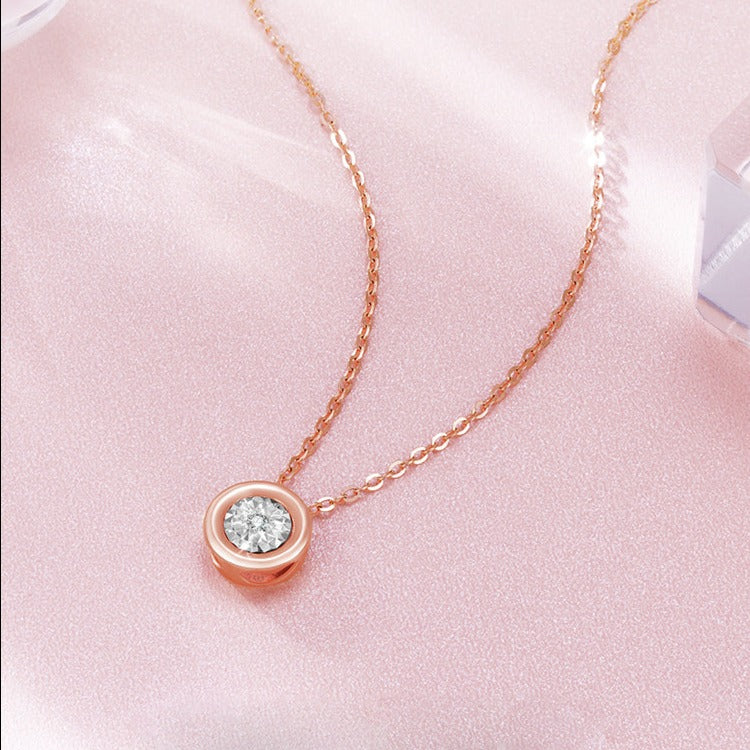 18K Gold Solitaire Diamond Love Bubble Necklace