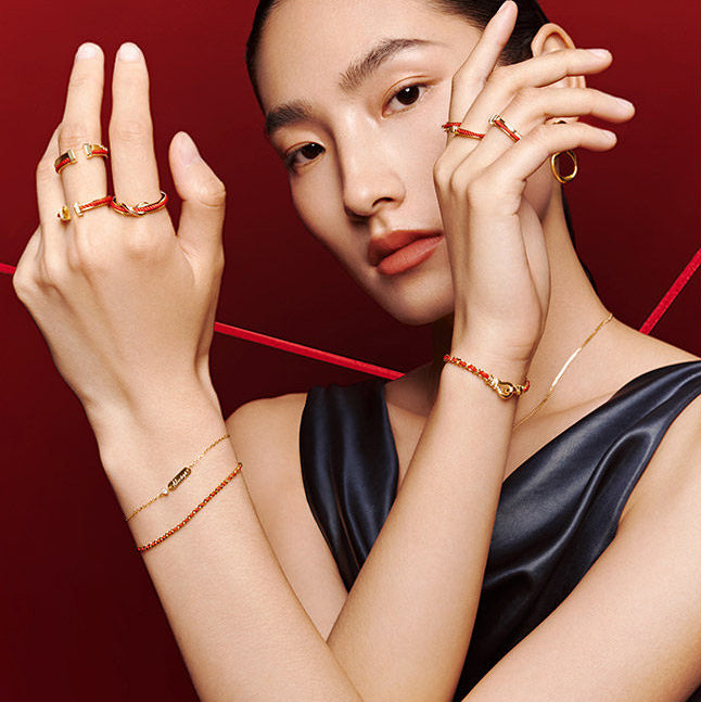 Gold Plated Silver "Always" Love Red String Bracelet