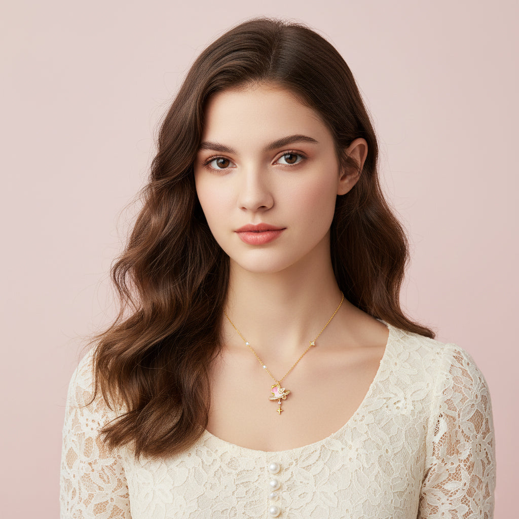 Silver Luminous Enamel Dreamy Horse Necklace