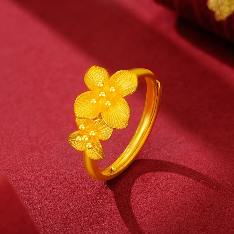 Happy Flower Wedding Series 24K Gold Hydrangea Ring