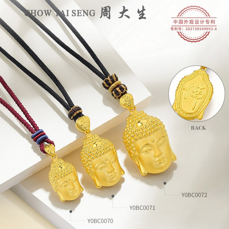 24K Gold Buddha Head Pendant