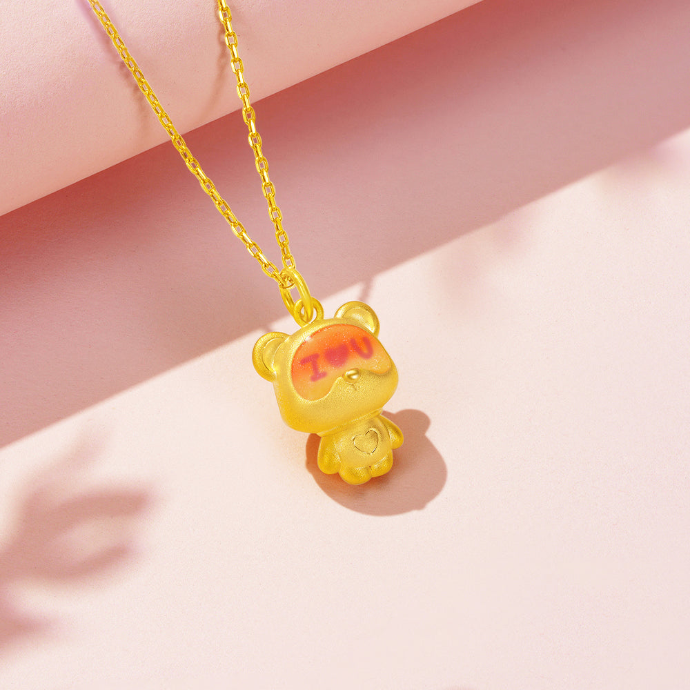 [Pre-sale] First Series 24K Gold Temperature-changing Enamel Love You Bear Pendant