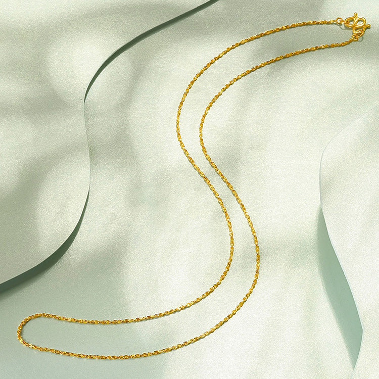 24K Gold Simple Shining Nugget Tinsel Galaxy Chain Basic Necklace