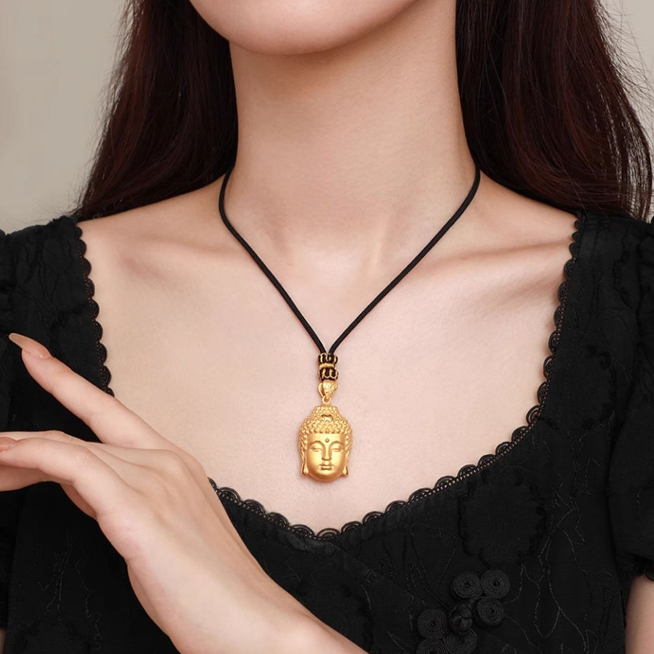 24K Gold Buddha Head Pendant