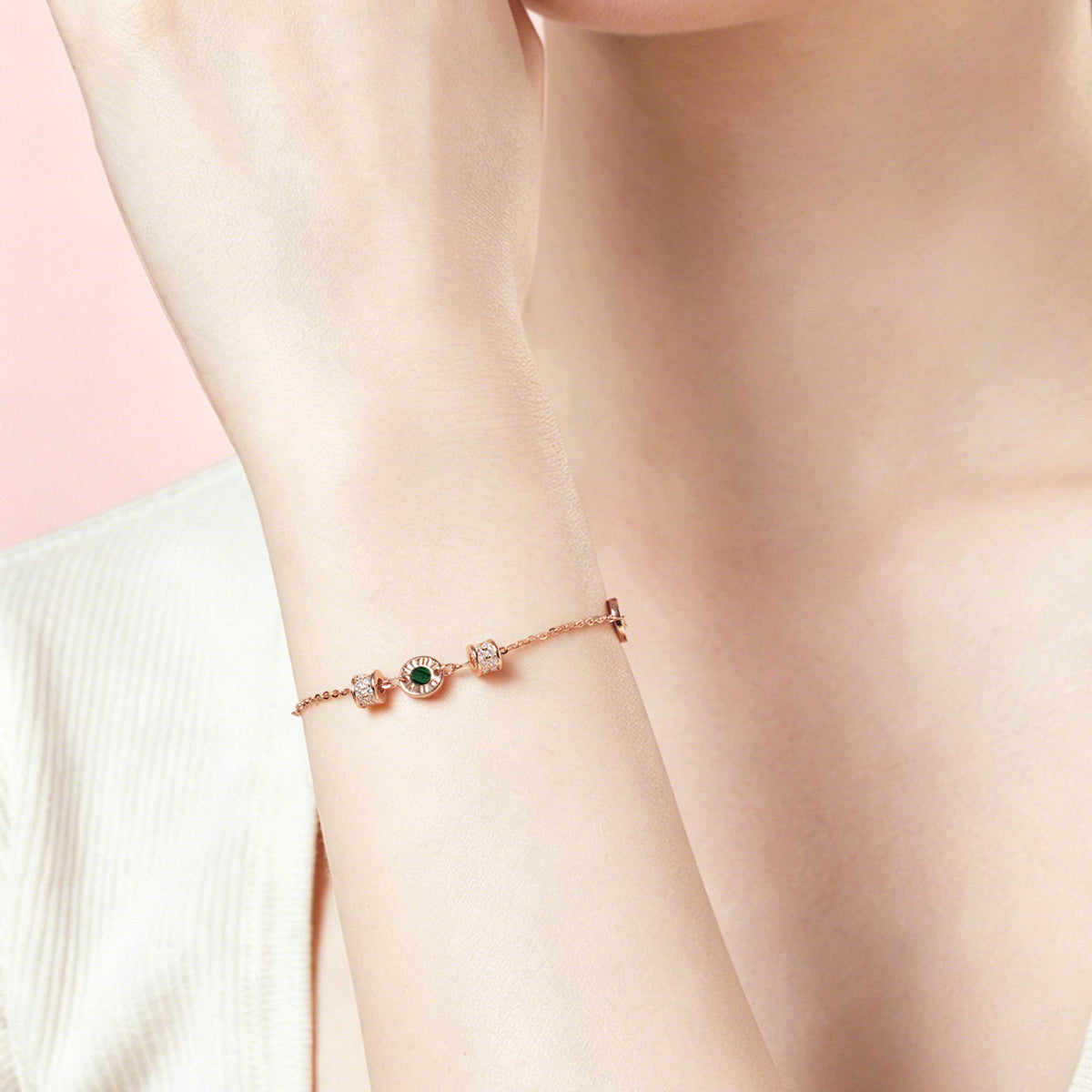 Gold Plated Silver Malachite Onyx Dopamine Small Waist Bracelet