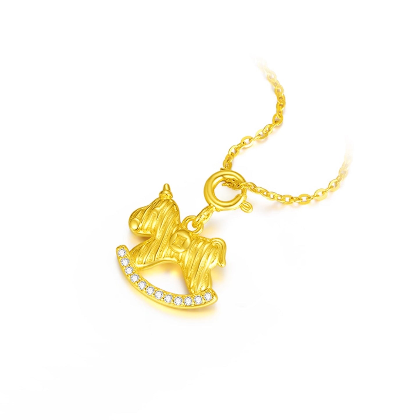 [Pre-sale] S925 Silver Zircon Rocking Horse Pendant